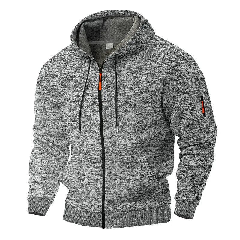 Textured fleece hooded jacket with full zip and front pockets
