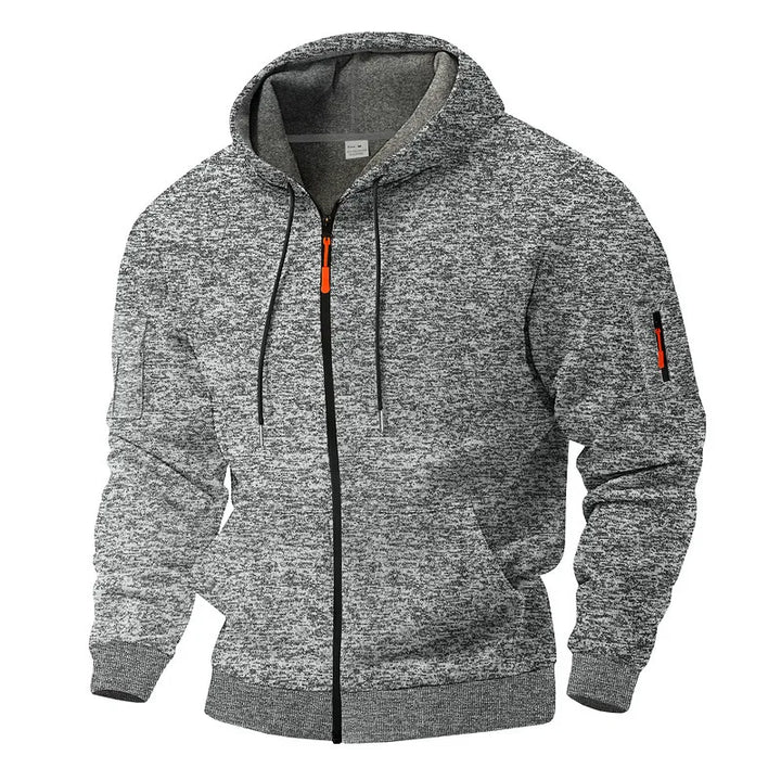 Textured fleece hooded jacket with full zip and front pockets