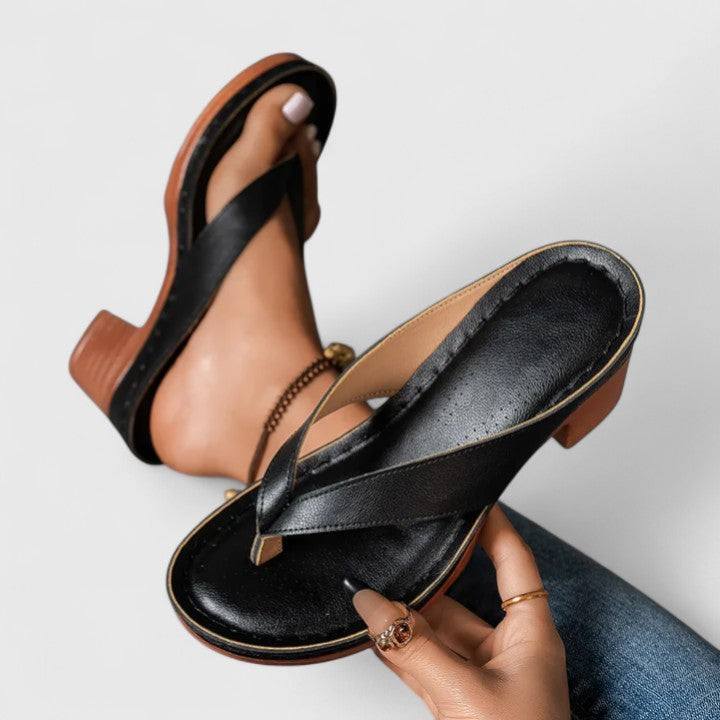 Arina | Women's Block Heel Thong Sandals Ankle Strap