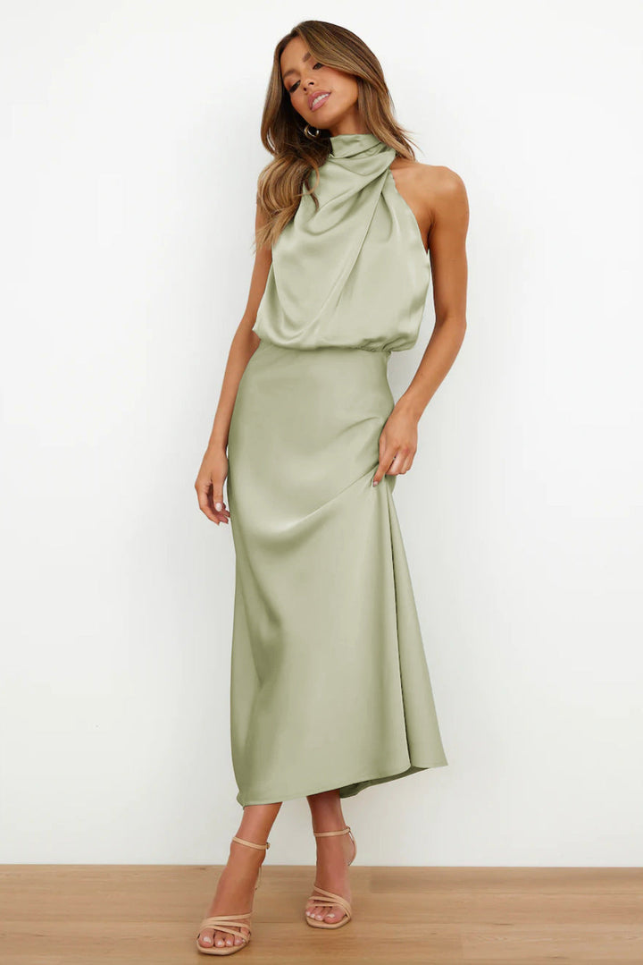 Halter Evening Dress Dresses in Light Green - View 2 | Bellmere