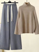 Women's ribbed turtleneck sweater and wide leg trouser set