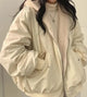 Women's relaxed winter jacket with sherpa-style lining, zipper front and long sleeves