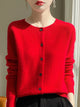 Women's button front crew neck cardigan