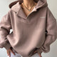 Women's hooded split-neck pullover with long sleeves