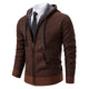 Men's textured full-zip hoodie with hood, drawcords, front pockets and ribbed trims