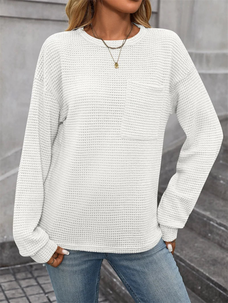 Women's casual crew neck sweatshirt with long sleeves