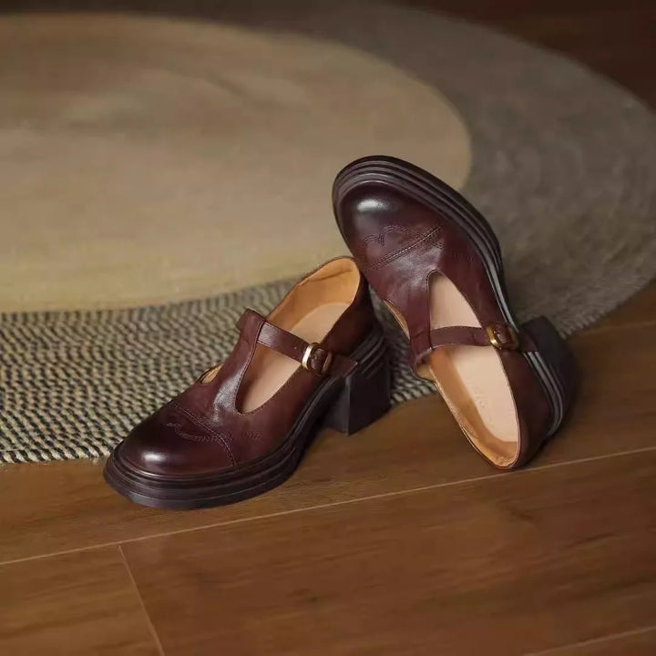 Cecilia | Classic T-Strap Block Heel Shoes