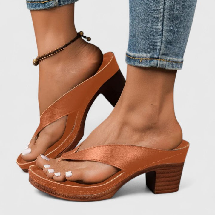 Arina | Women's Block Heel Thong Sandals Ankle Strap