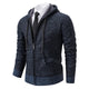Men's textured full-zip hoodie with hood, drawcords, front pockets and ribbed trims