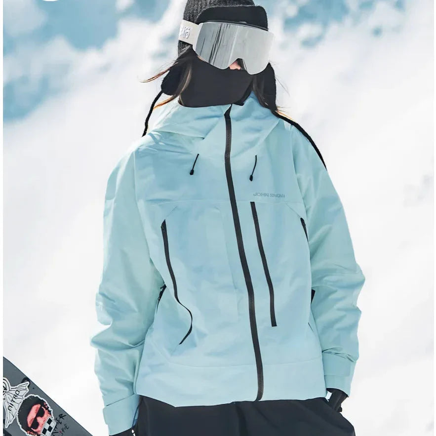Women's hooded ski jacket with adjustable cuffs