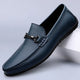 Men's slip-on loafers with moc toe and decorative vamp strap
