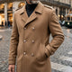 Men's double-breasted winter coat with notched lapels and button details