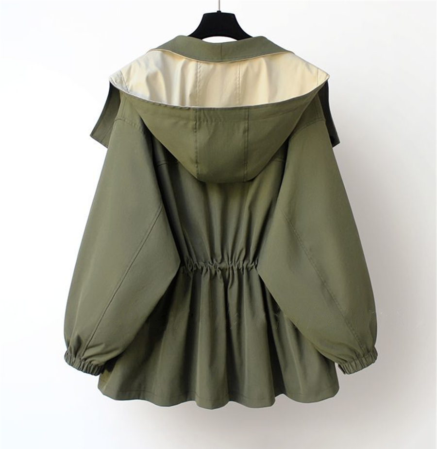 Women's color block windbreaker jacket with layered collar and long sleeves