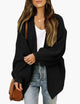 Women's oversized textured knit cardigan with open front and long sleeves