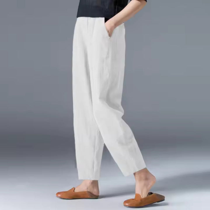 Women's Lightweight Summer Trousers in Beige - View 7 | Bellmere