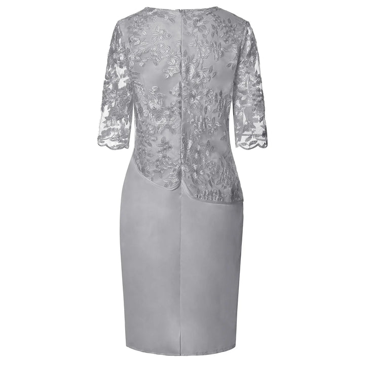 Women's Faux-Wrap Midi Dress in Grey - View 5 | Bellmere