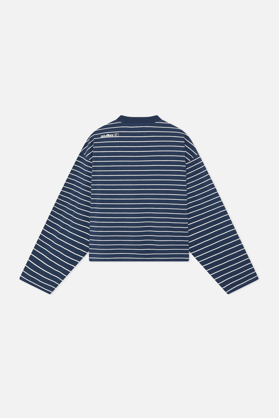 Navy striped long sleeve jumper with crew neck and loose fit