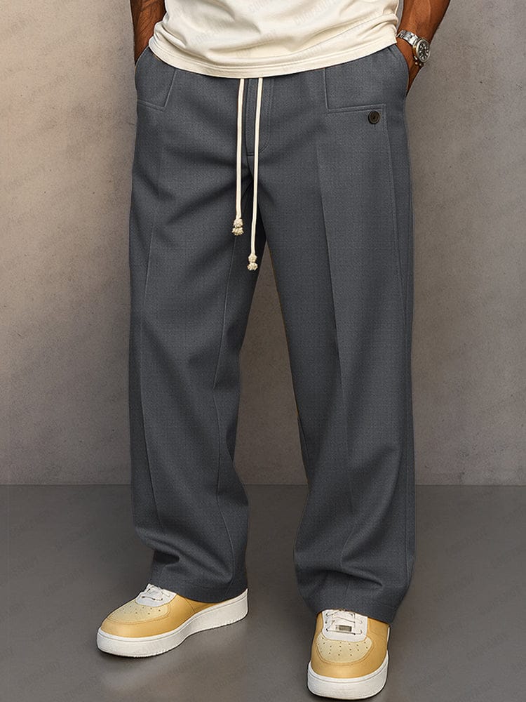 Straight fit jogger trousers with drawstring waist, front pockets and buttoned pocket