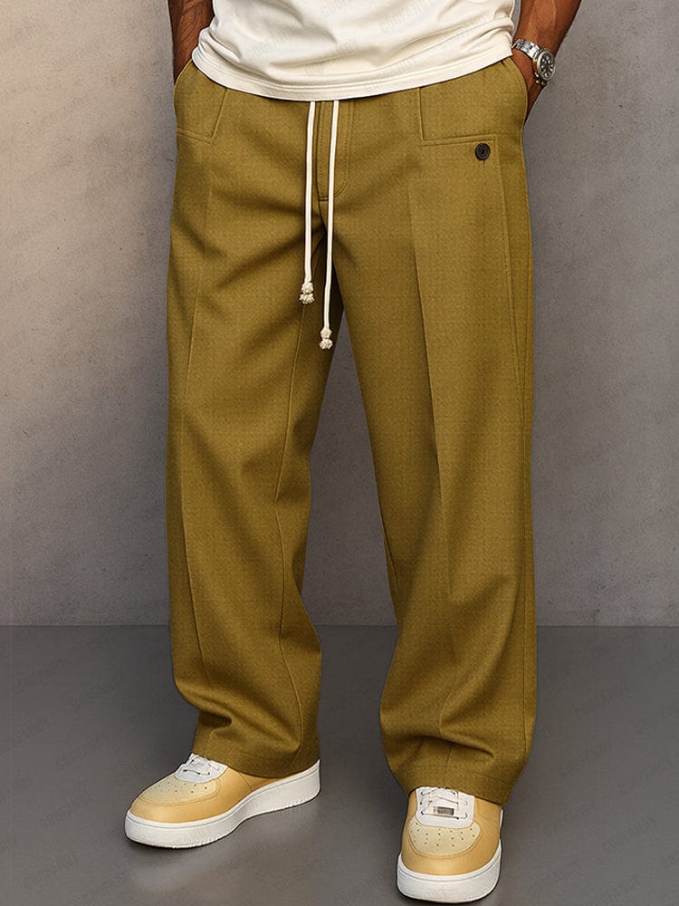 Straight fit jogger trousers with drawstring waist, front pockets and buttoned pocket
