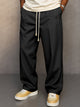 Straight leg drawstring trousers with side pockets and back button pocket