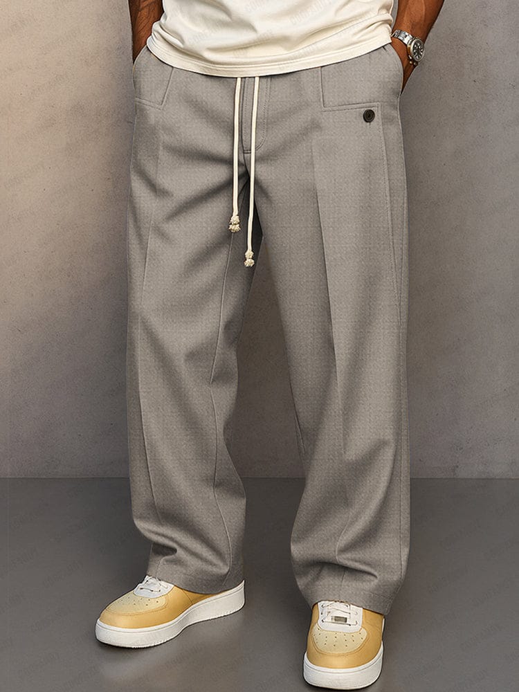 Straight fit jogger trousers with drawstring waist, front pockets and buttoned pocket