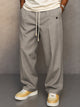 Straight leg drawstring trousers with side pockets and back button pocket