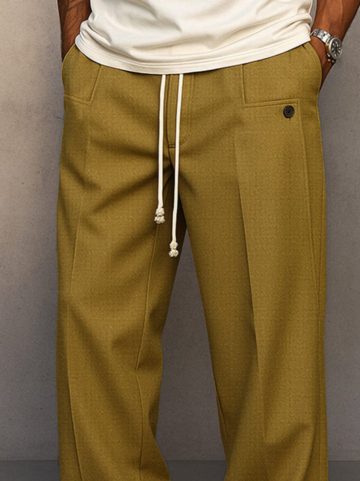 Straight fit jogger trousers with drawstring waist, front pockets and buttoned pocket