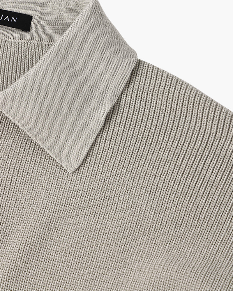Men's textured quarter-zip collared sweater with long sleeves and ribbed trims