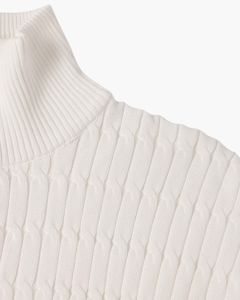 Women's ribbed half zip sweater with high neck and long sleeves