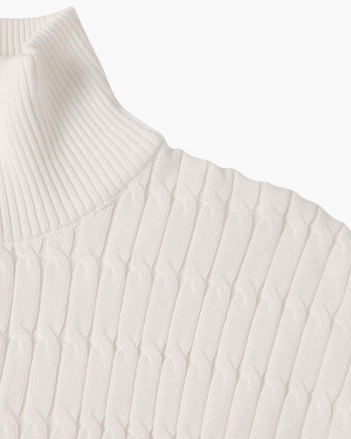Women's ribbed half zip sweater with high neck and long sleeves