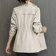 Women's lightweight trench jacket with stand collar and flap pockets
