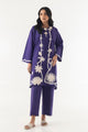 Women's purple embroidered shirt and trouser set with floral front detail