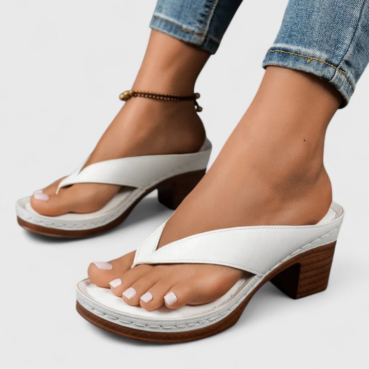 Arina | Women's Block Heel Thong Sandals Ankle Strap