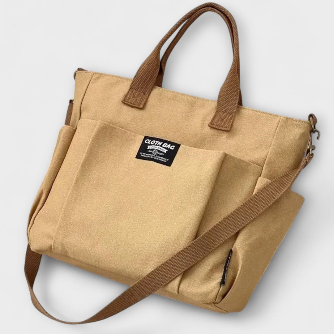 Women's Shoulder Bag with Pockets in Khaki - View 4 | Bellmere