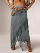 A-Line Maxi Fringe Skirt Skirts in Gray | Bellmere