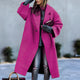 Women's long oversized lapel coat with button front and angled pockets