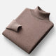 Men's solid turtleneck sweater with long sleeves and ribbed trims