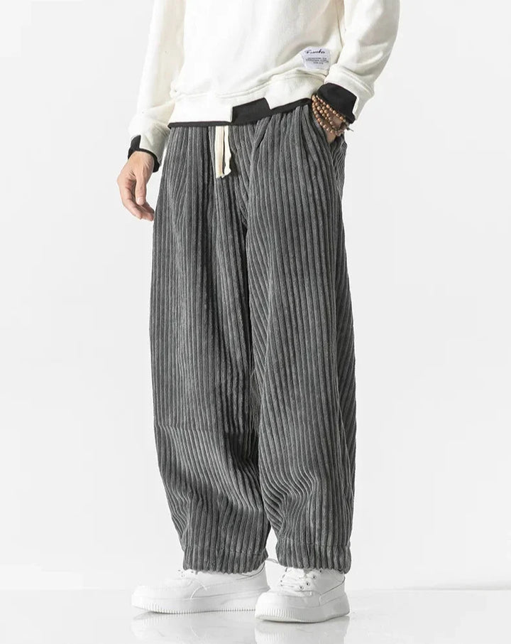 Relaxed corduroy trousers with drawstring waist