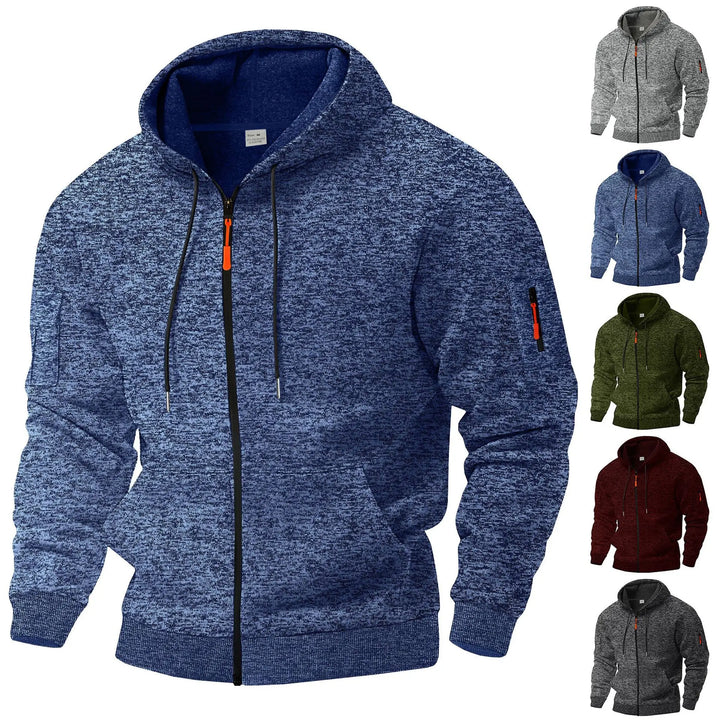 Textured fleece hooded jacket with full zip and front pockets