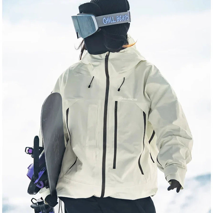 Women's hooded ski jacket with adjustable cuffs