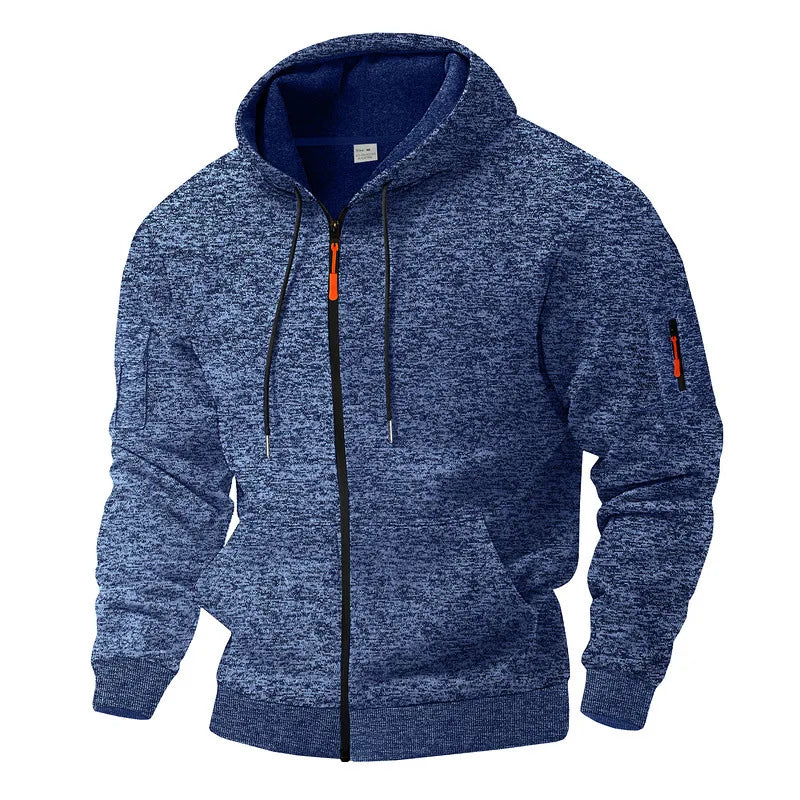 Textured fleece hooded jacket with full zip and front pockets