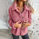 Women's textured fleece jacket with collar and button front