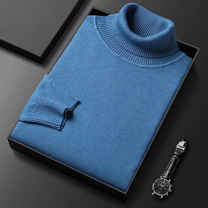 Ribbed turtleneck sweater with long sleeves and matching cuffs