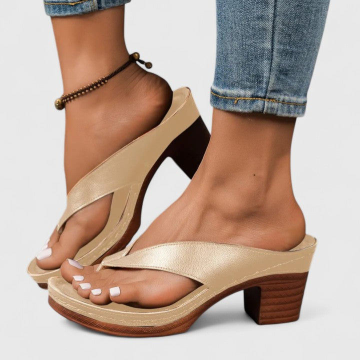 Arina | Women's Block Heel Thong Sandals Ankle Strap