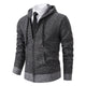 Men's textured full-zip hoodie with hood, drawcords, front pockets and ribbed trims