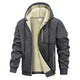 Men's hooded zip-up hoodie with light pile lining and zipped pockets