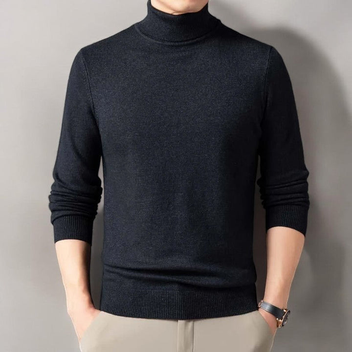 Ribbed turtleneck sweater with long sleeves and matching cuffs