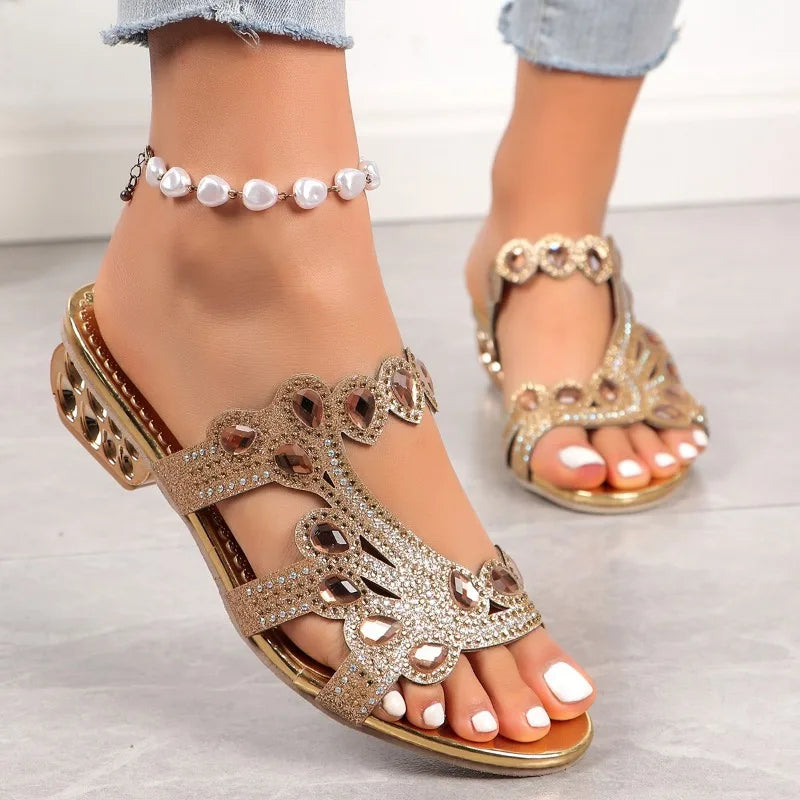 Women's Embellished Strap Sandals Sandals Sale in Gold (Almost Sold Out) - View 3 | Bellmere