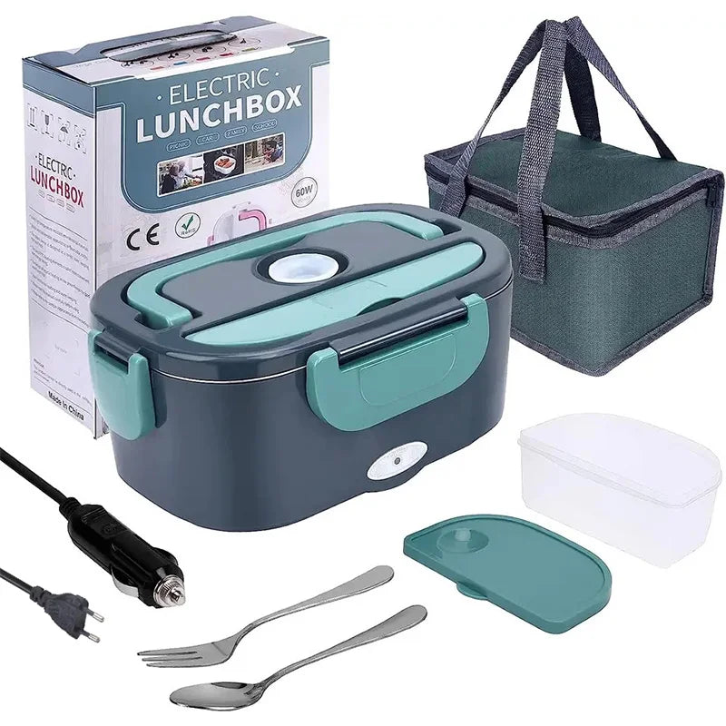 1.5L electric lunch box food warmer with carry bag, utensils and power cables