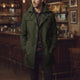 Men's slim trench coat with notched collar, button front, epaulettes and long sleeves